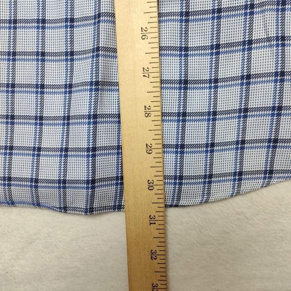 Hugo Boss Shirt Mens 15.5 Blue Check Slim Spread Collar Dress Long Sleeve Work - Picture 10 of 13
